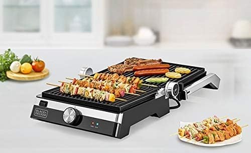Black+Decker 2000W Family Health Grill  Family Health Grill with 180° Hinge – 5‑in‑1 Healthy Electric Grill