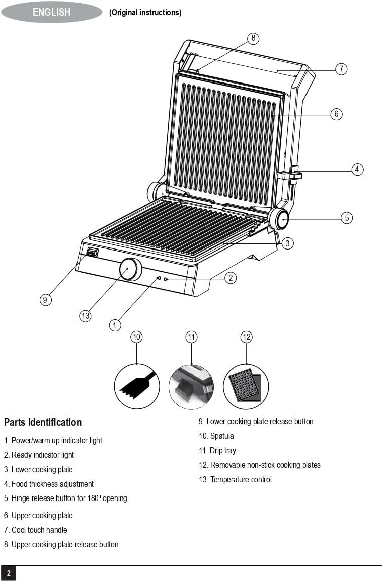 Black+Decker 2000W Family Health Grill  Family Health Grill with 180° Hinge – 5‑in‑1 Healthy Electric Grill